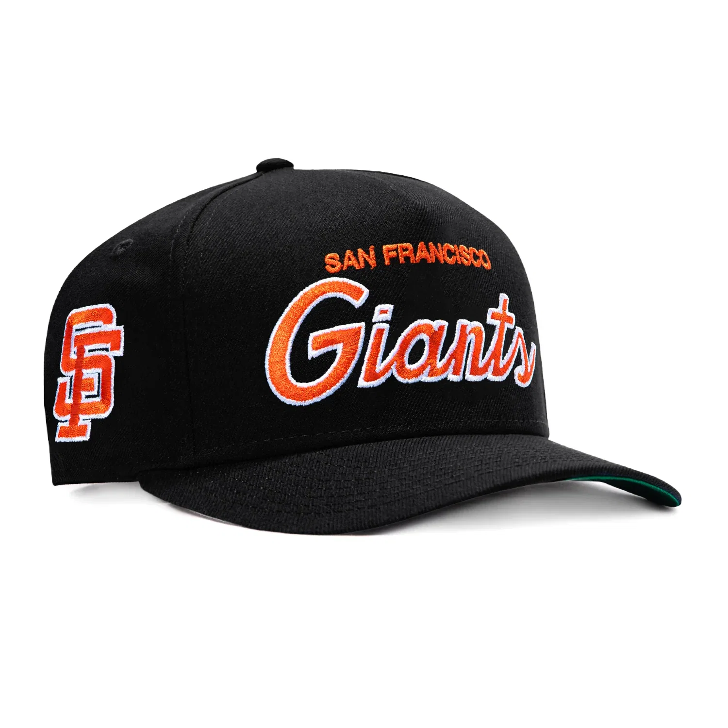 Image of New Era 9Fifty A-Frame San Francisco Giants Logo Patch Script Snapback Hat - Black