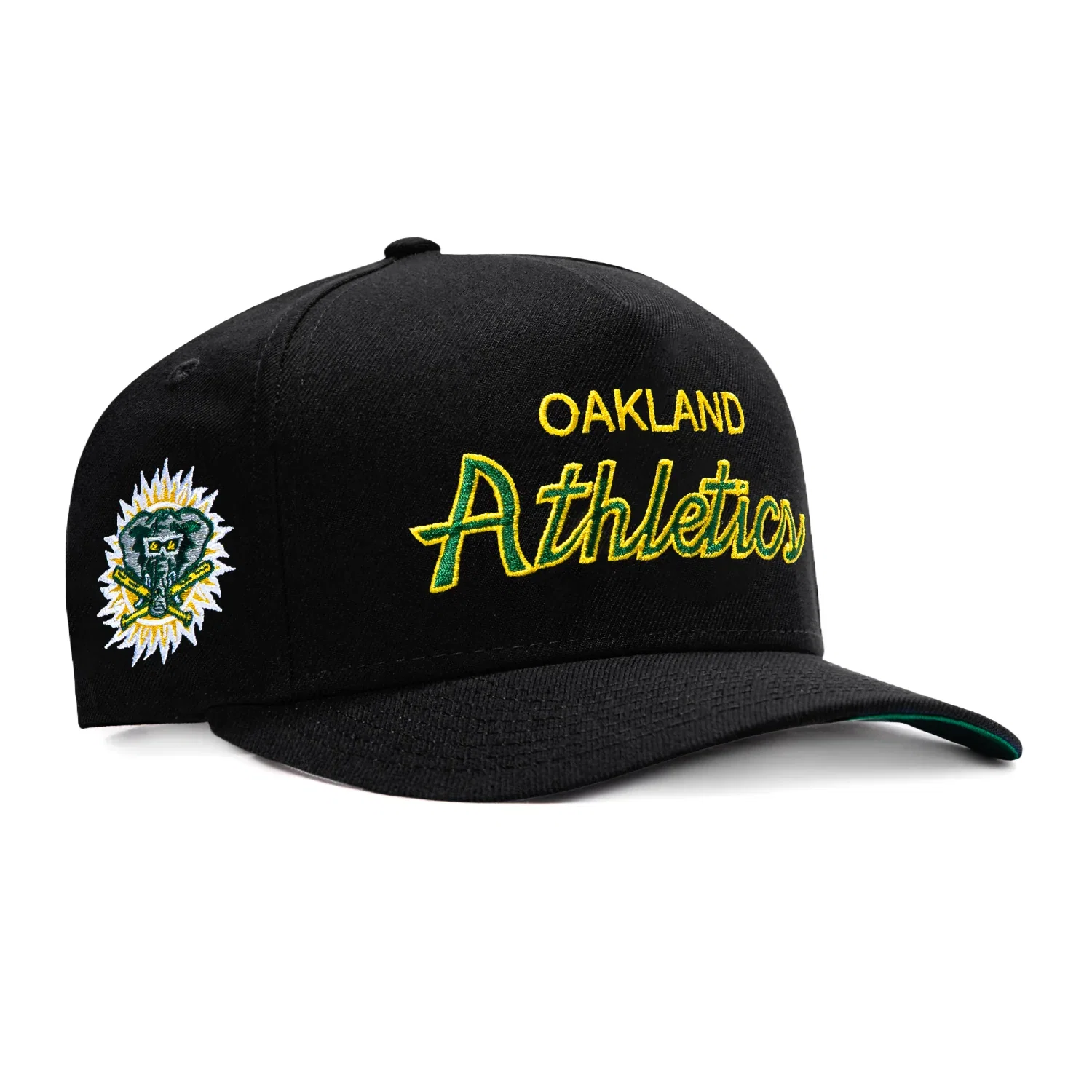 Image of New Era 9Fifty A-Frame Oakland Athletics Logo Patch Script Snapback Hat - Black
