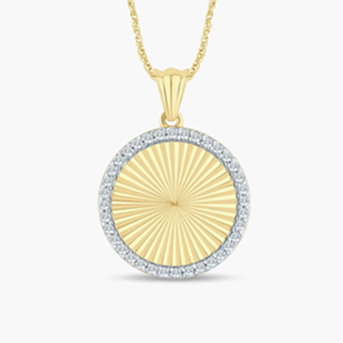 Diamond Accent Medallion Pendant in 10K Yellow Gold