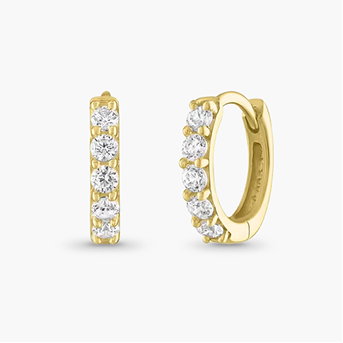 Diamond Huggie Hoop Earrings in 10K Yellow Gold