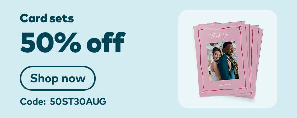Card sets 50% off. Code: 50ST30AUG. Shop now.