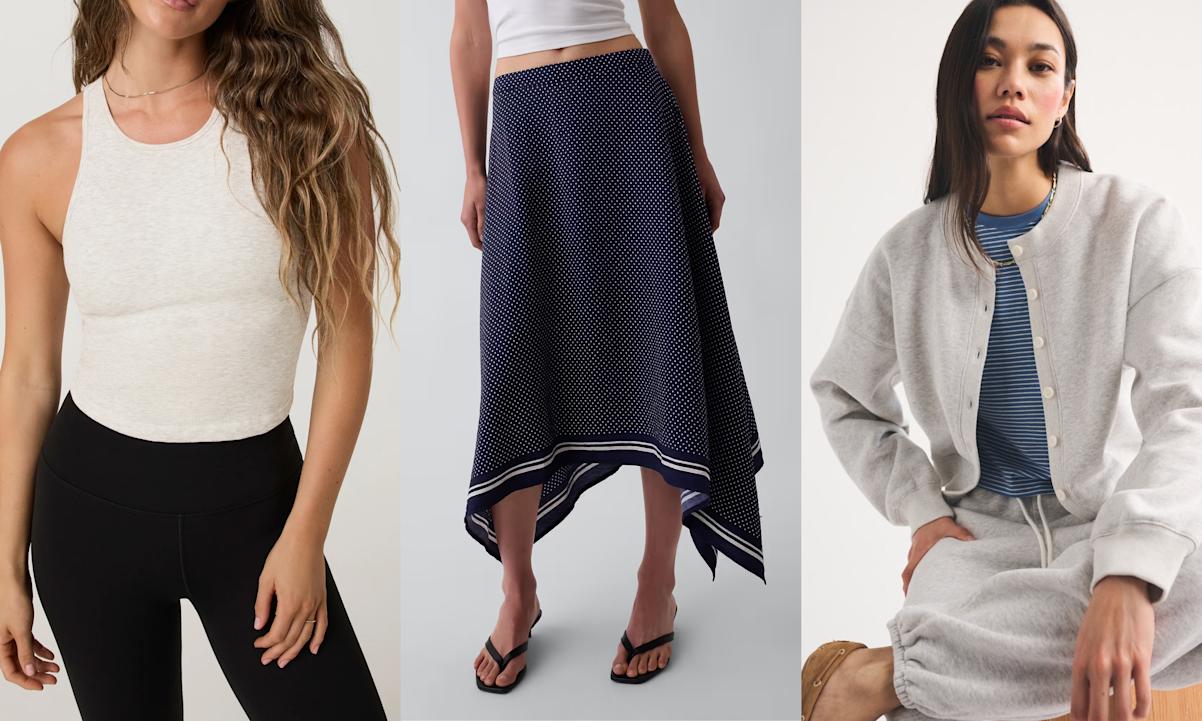 tank top, skirt, cardigan