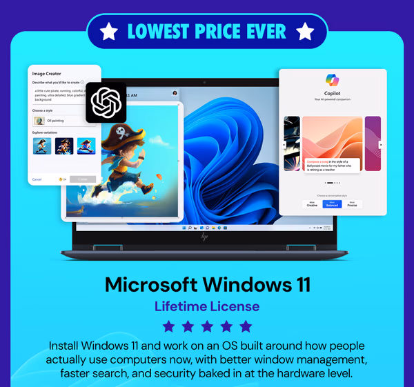 Microsoft Windows 11 Pro or Home Lifetime License