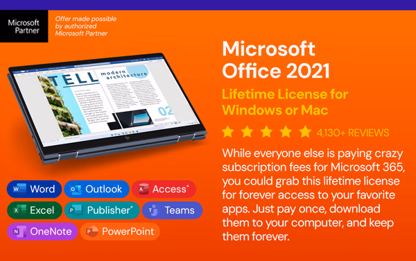 Microsoft Office 2021 for Windows or Mac: Lifetime License