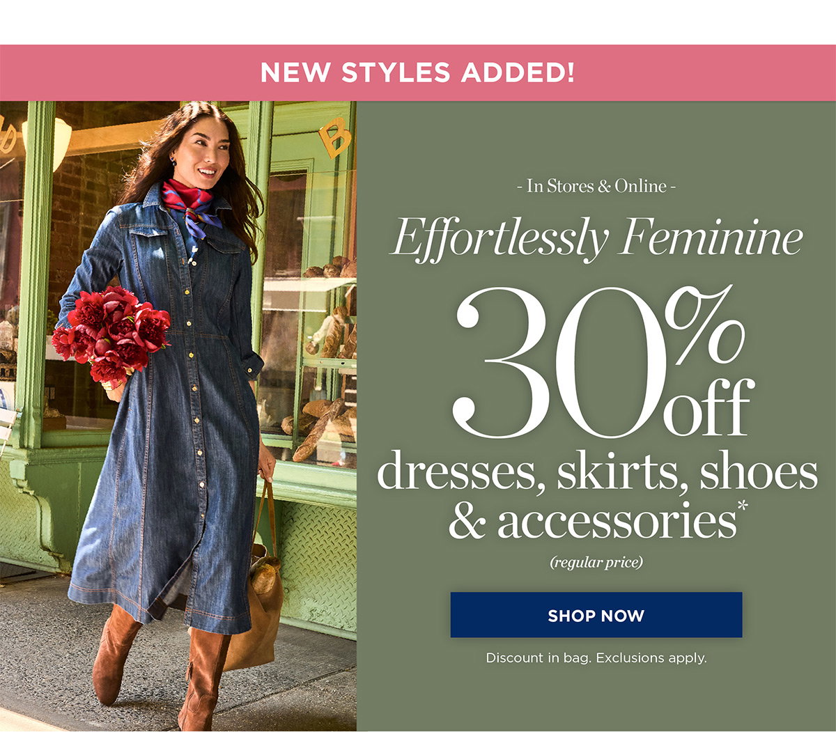 In Stores & Online! 30% off dresses, skirts, shoes & accessories | Shop Now