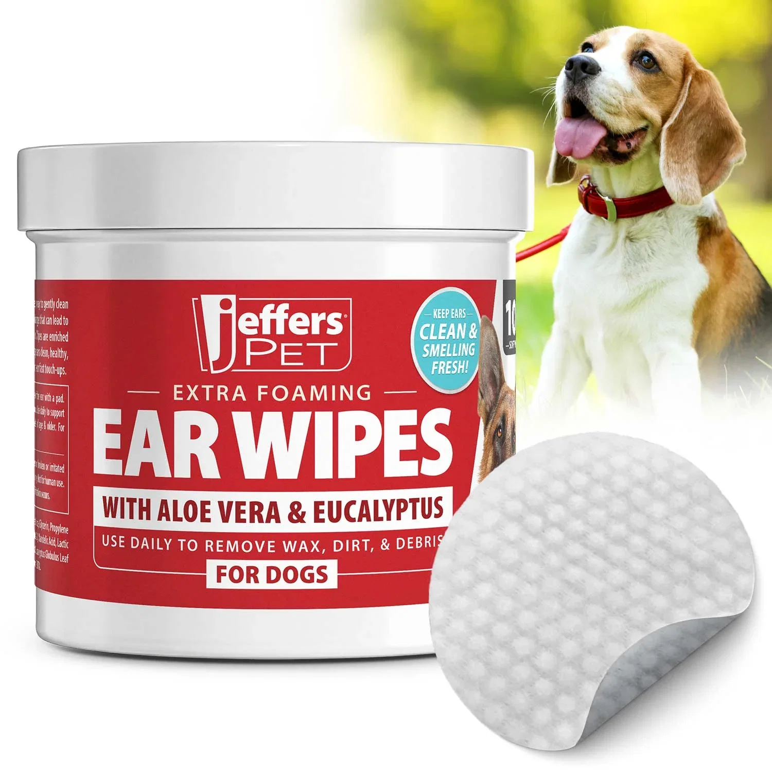 Jeffers Dog Ear Cleaning Wipes, 100 ct