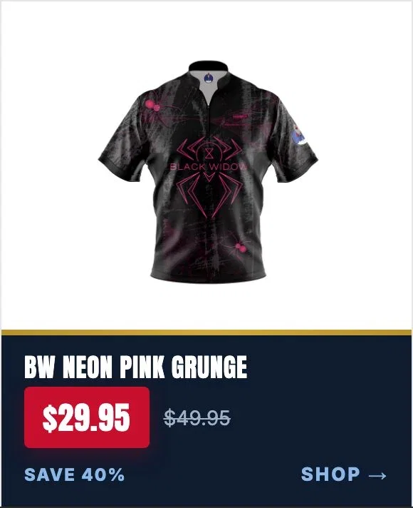 Hammer Black Widow Black Neon Pink Grunge Xpress Ship Rocket Bowling Jersey
