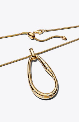 Organically Shaped Stone-Set Pendant Necklace 