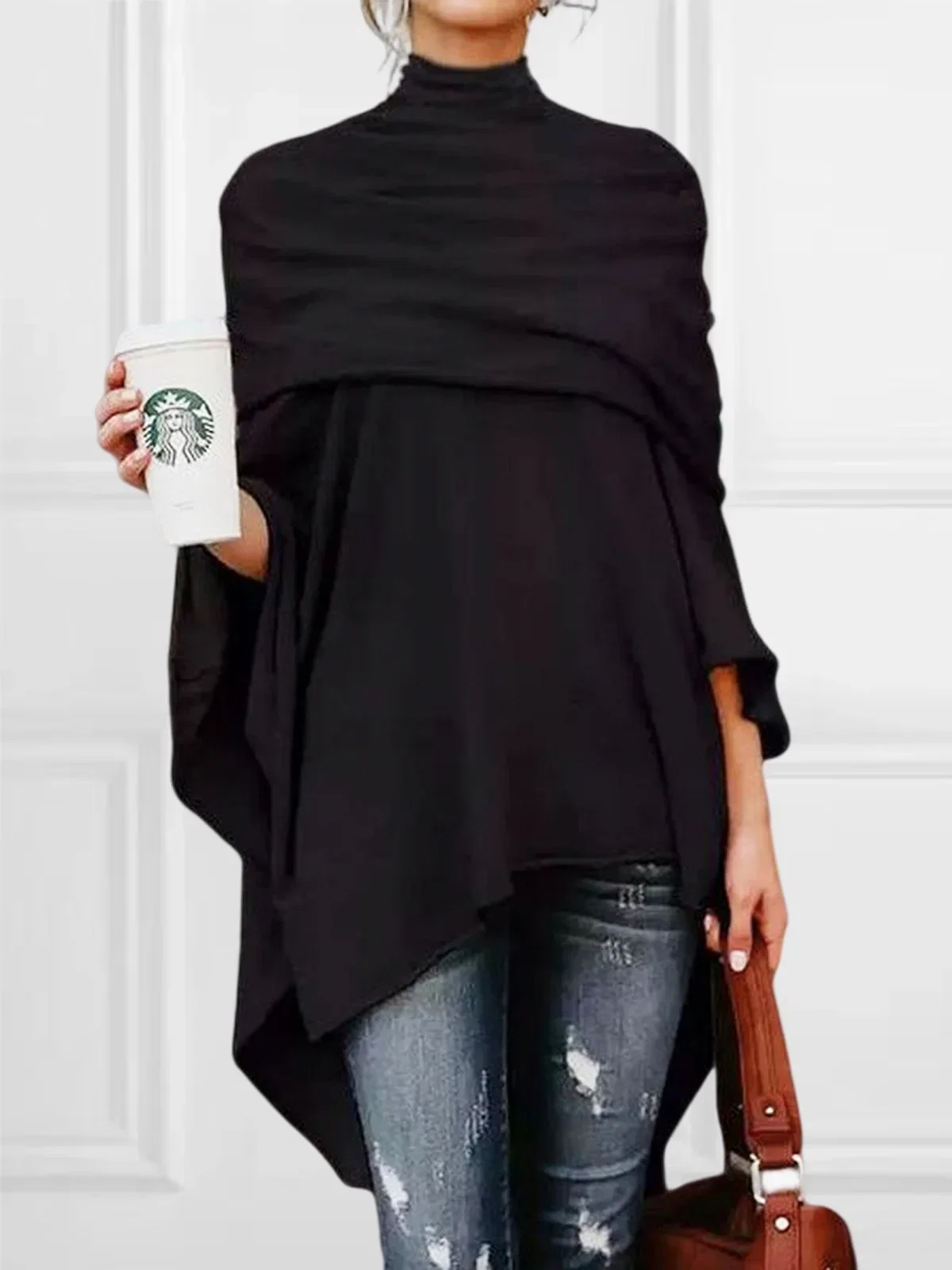 Urban Plain Loosen Turtleneck Shirt