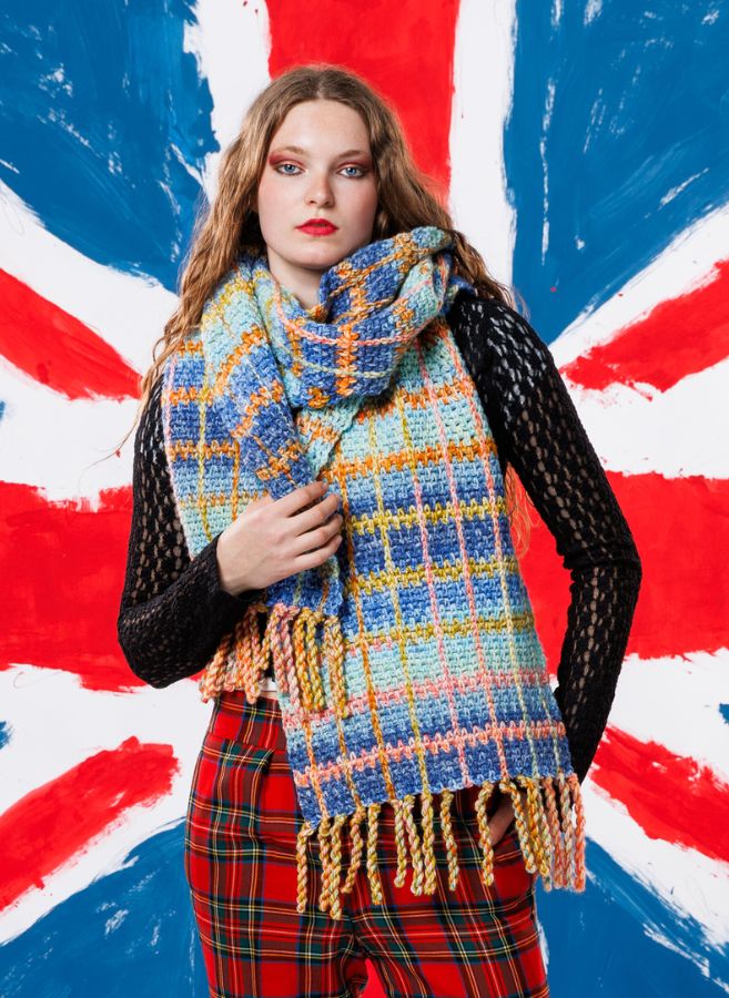 Free Subtle Plaid Crochet Blanket Scarf Pattern