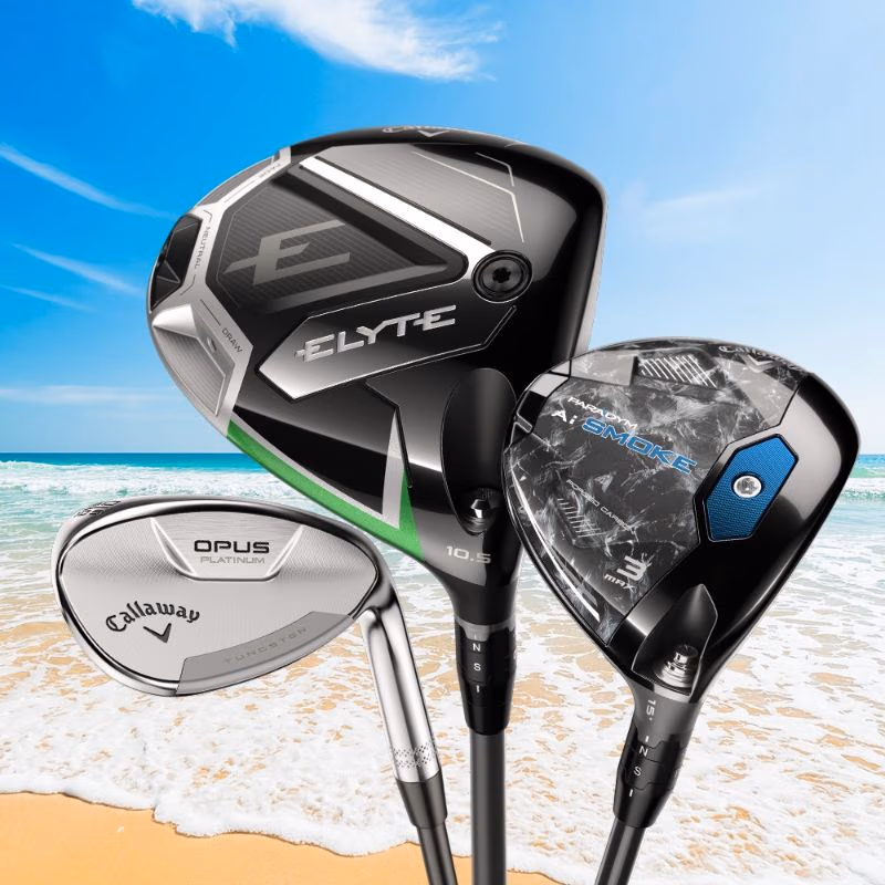 Elyte driver, Paradym Ai Smoke fairway wood, Opus wedge