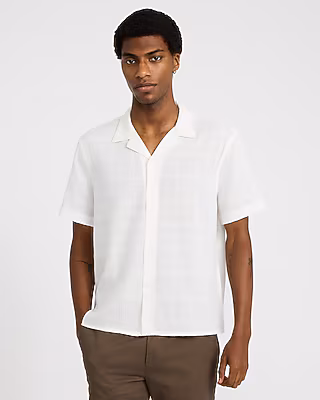 Textured Solid Cotton Short Sleeve Shirt