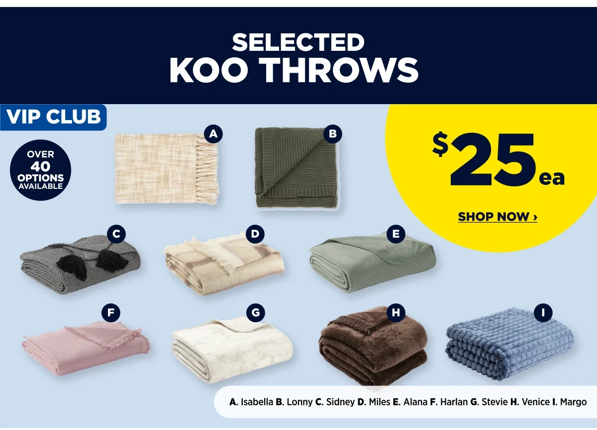 Selected koo throws