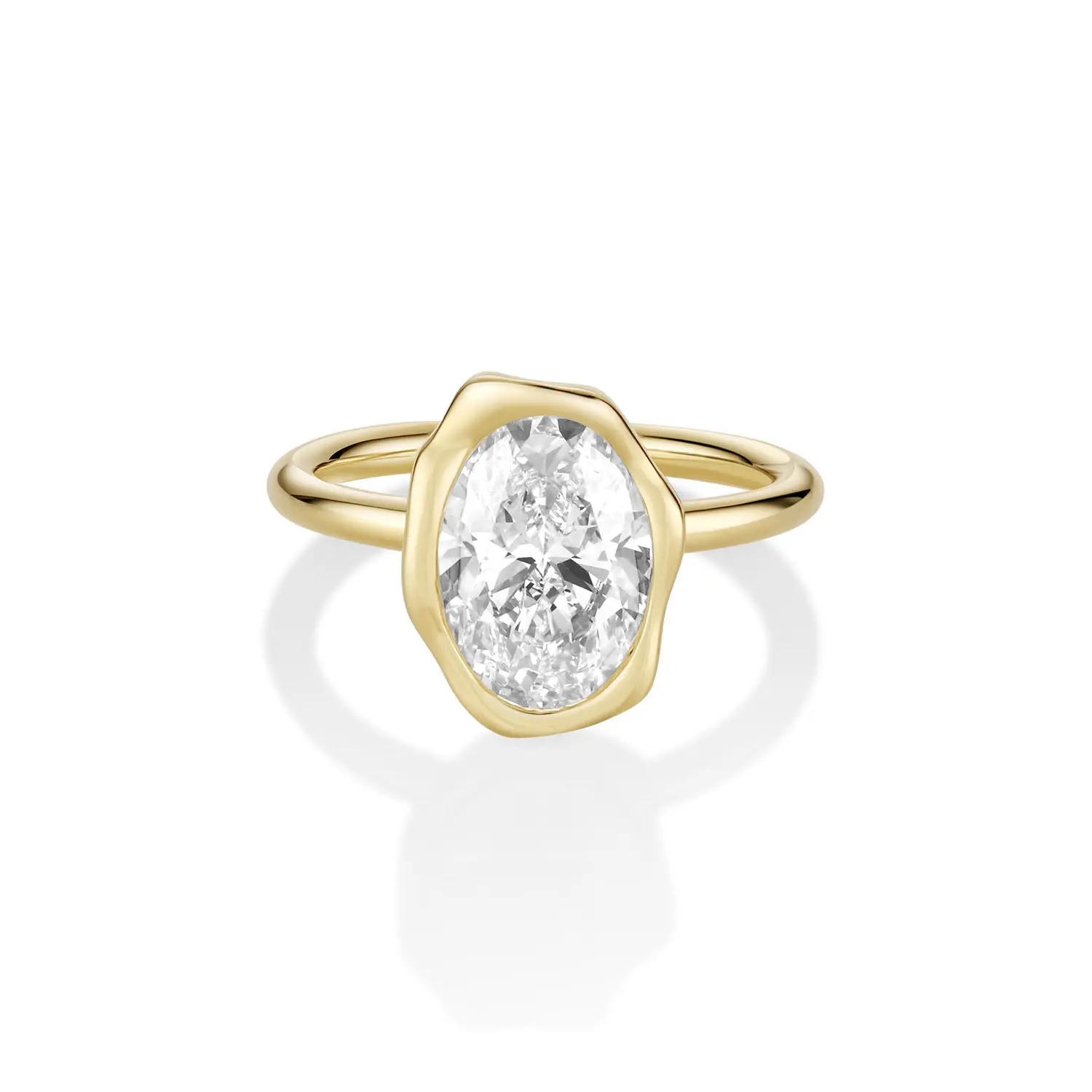 Image of 3.06ct Lab-Created Oval Diamond Abstract Bezel Ring