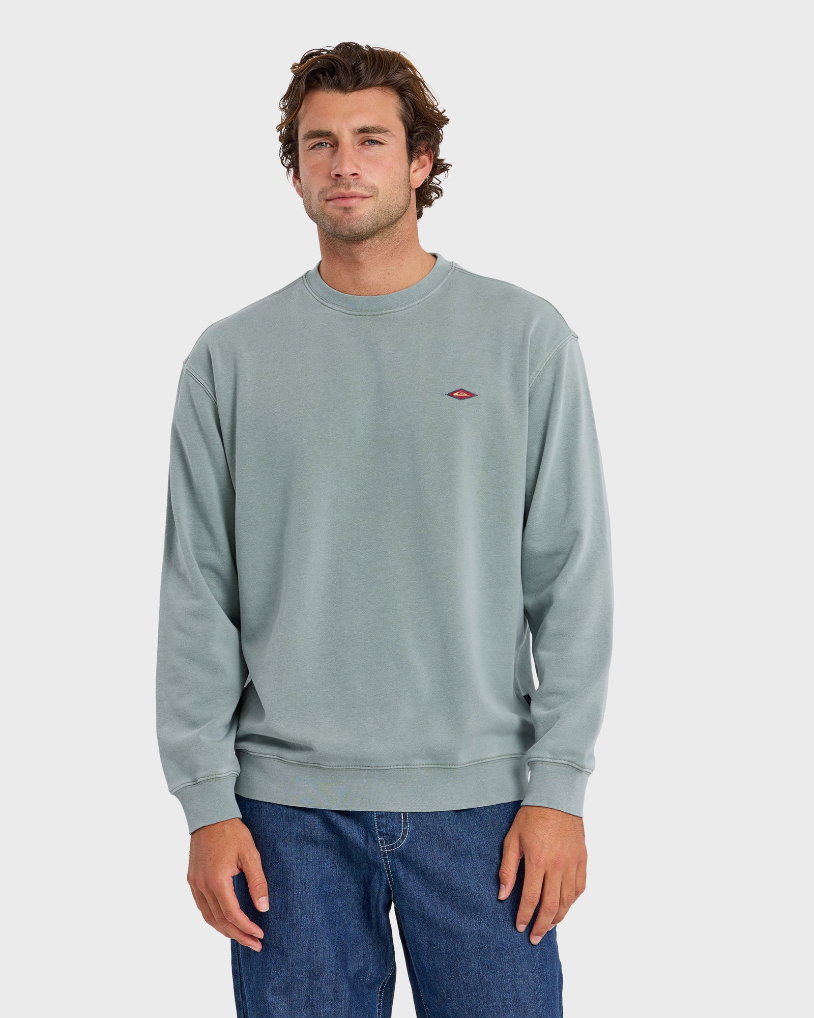 Image of Saltwater Mineral Wash Crewneck Sweatshirt - Lily Pad