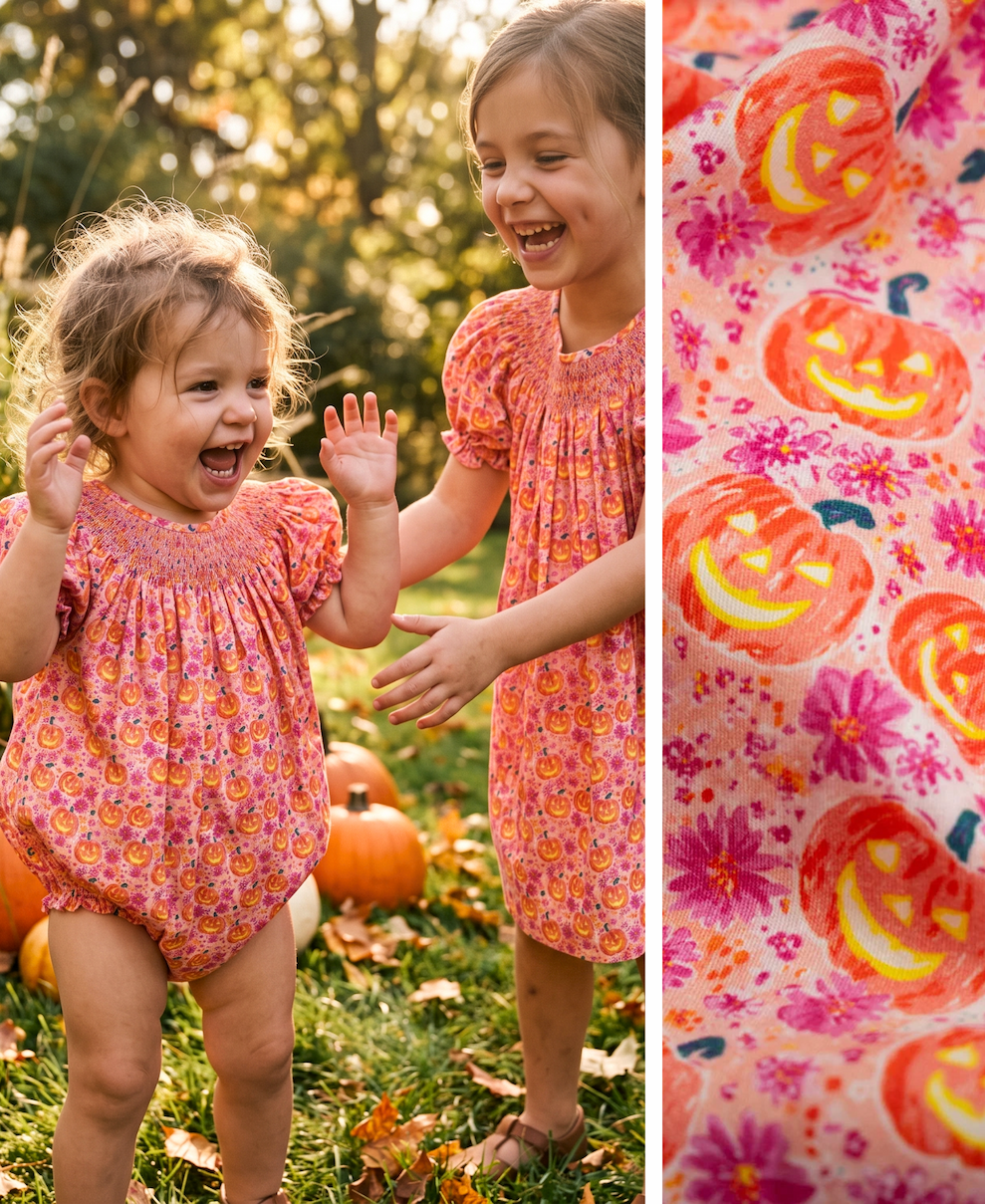 Floral Jack-O-Lantern Smocked Collection