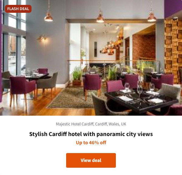 Stylish Cardiff hotel with panoramic city views