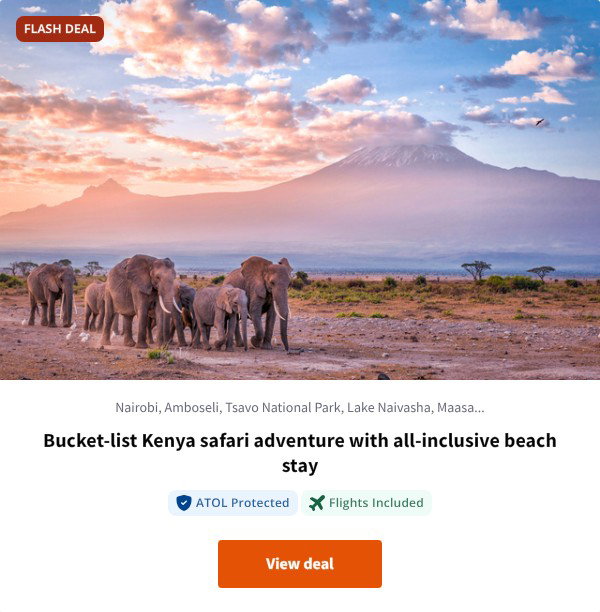 Bucket-list Kenya safari adventure with all-inclusive beach stay