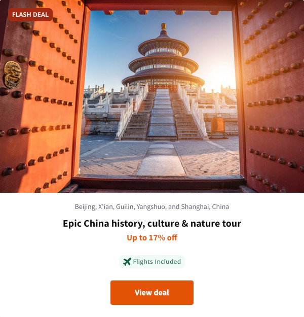 Epic China history, culture & nature tour