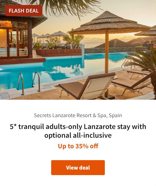 5* tranquil adults-only Lanzarote stay with optional all-inclusive