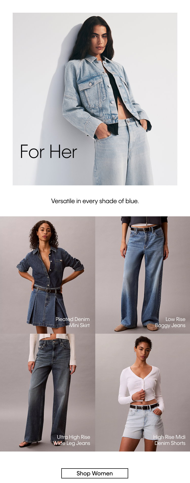 Styles made to pair with everything. Choose from our signature silhouettes. | For Her | Versatile in every shade of blue. | Shop Women