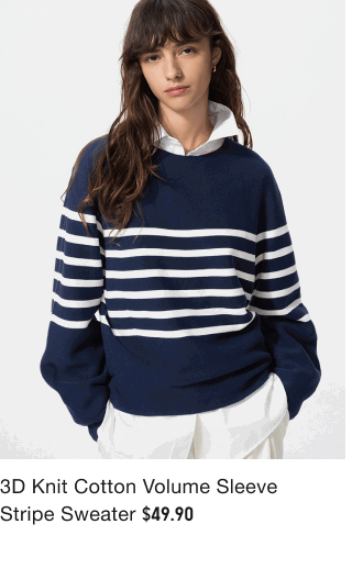 product5women03d0knit0cotoon0volume0sleeve0stripe0sweater