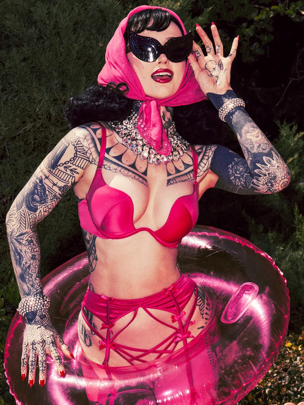 Image of Rising Star Plunge Push Up Bra in Petra Satin
