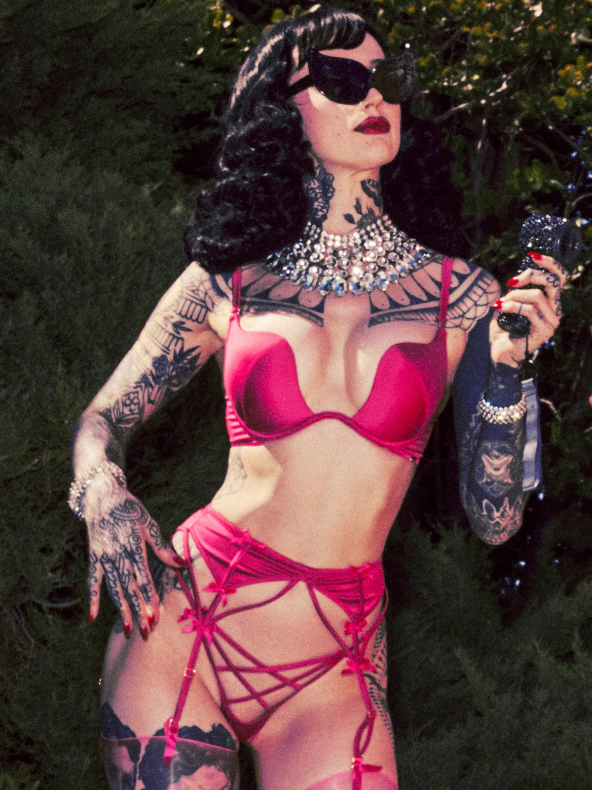Image of Petra Satin & Mesh Garter Belt