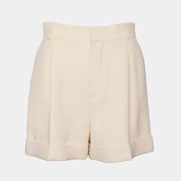 Cream Cotton Tailored Shorts S