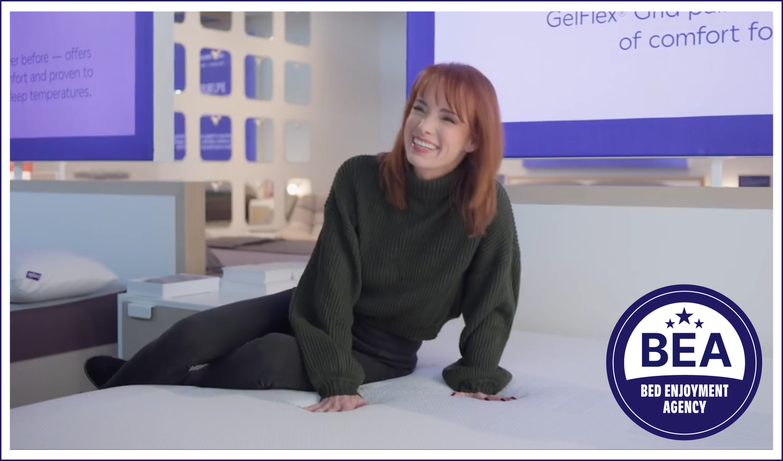 Woaman sitting on the mattress