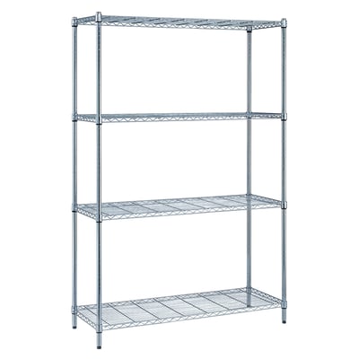 Quantum Storage Chrome Consumer-Grade 4-Tier Wire Shelving Unit, 72in.H x 48in.W x 24inD., Model# RWR72-2448LD