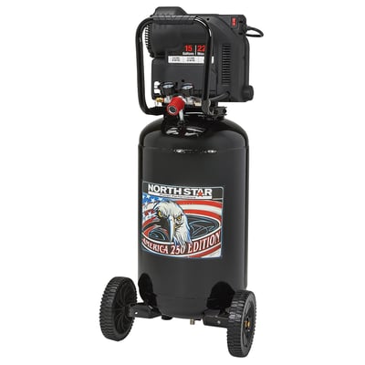 NorthStar 225 PSI, 4 CFM, 15-Gal. Tank Air Compressor, Vertical, America's 250th Limited Edition, 4 CFM @ 90 PSI, Oil Free