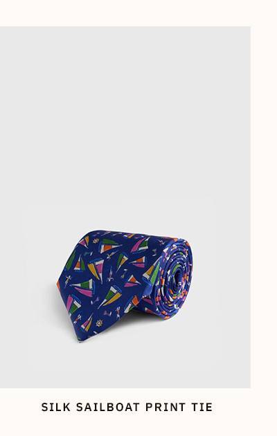 SILK SAILBOAT PRINT TIE