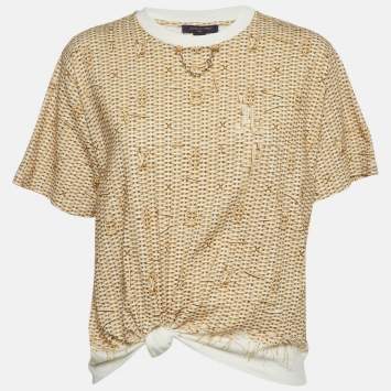 Beige Monogram Raffia Cotton L