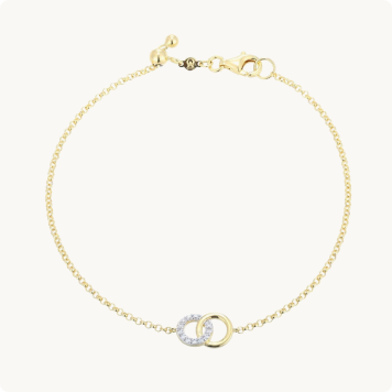 Lab Grown Diamond Twin Circle Bracelet in 14k Gold Plated Sterling Silver