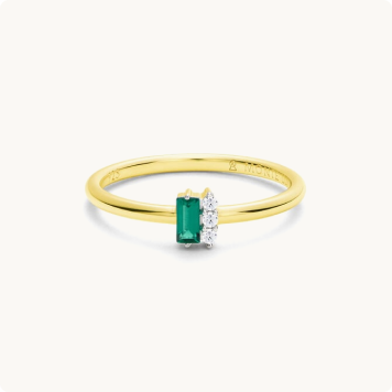 Created Emerald & Lab Grown Diamond Ring in 14k Gold Plated Sterling Silver
