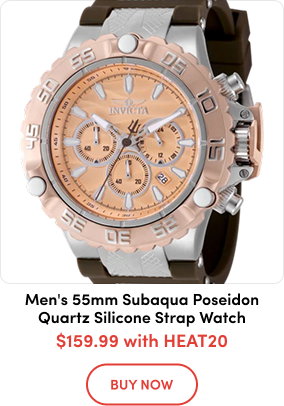 INV-48556  INVICTA Men's 55mm Subaqua Poseidon Quartz Chronograph Silicone Strap Watch  $159.99 with HEAT20