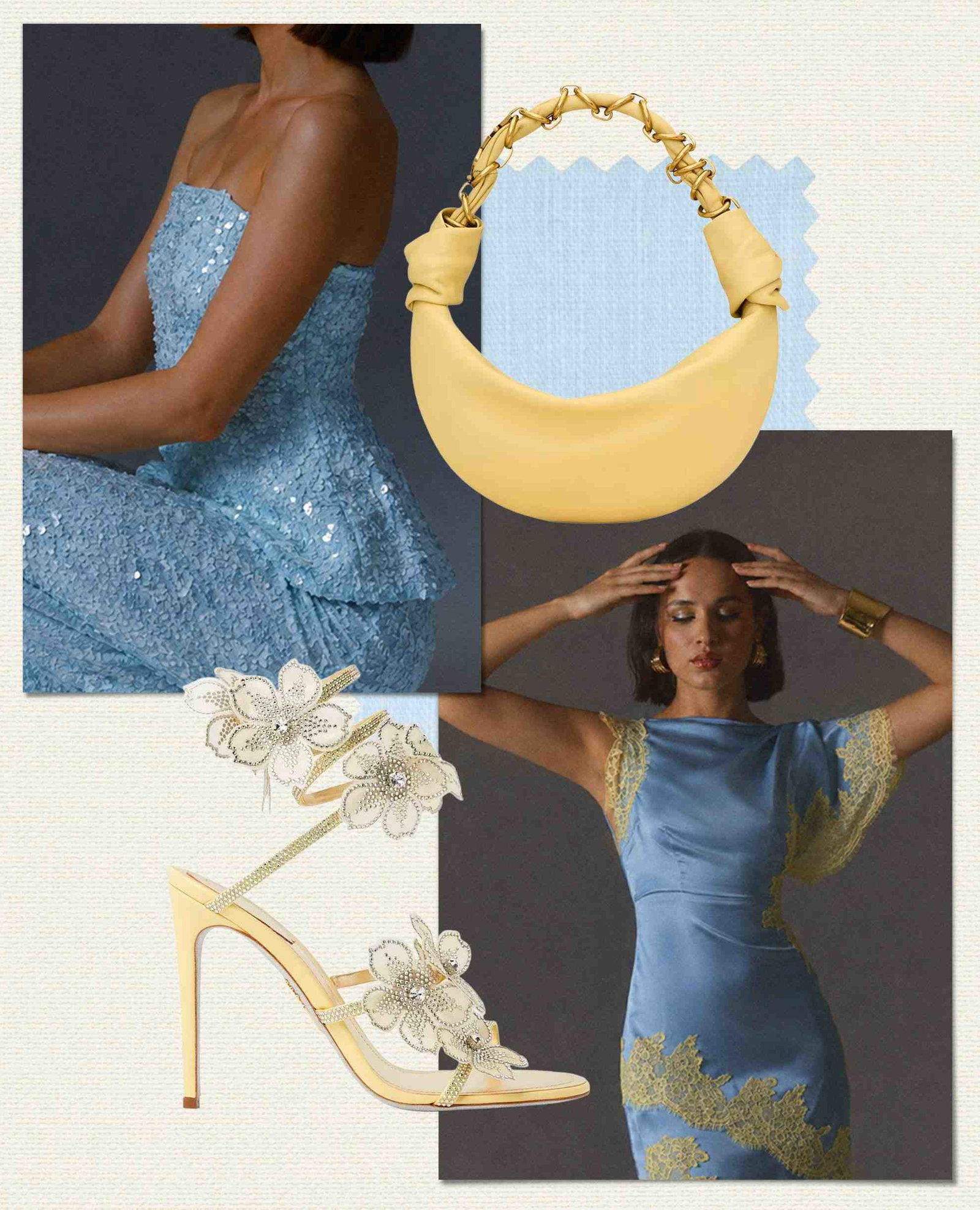 Discover the season’s distinct pieces in refined colourways of soft yellows and rich blues