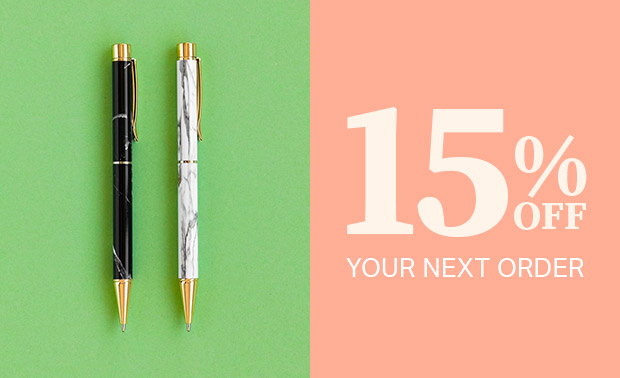 15 percent off your next order.