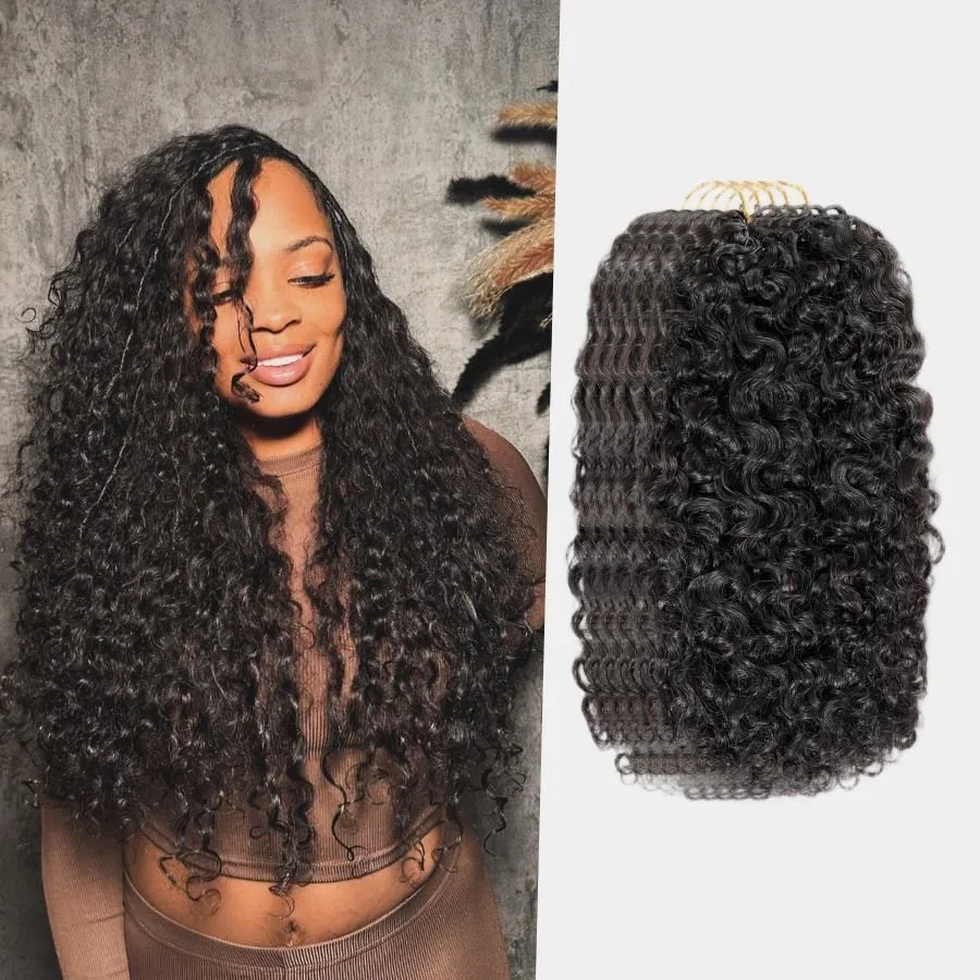 WOWANGEL Miracle Knots Burmese Curly Pre-Separated Feather Crochet Human Hair Extensions for Boho Braids
