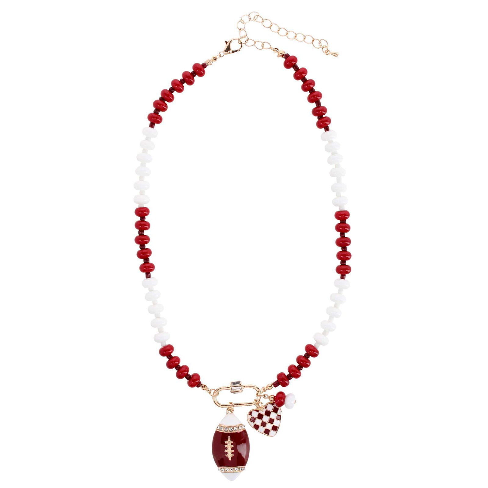Image of CTM® Women's Duo Color Beaded Charm Team Football Necklace