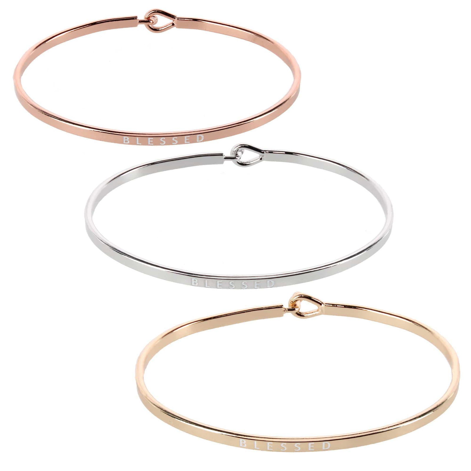 Image of CTM® Women's Inspirational Bangle Bracelet Trio 
