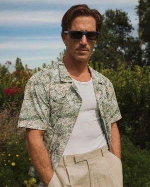 Stretch Cotton Camp Shirt in Malibu Bloom