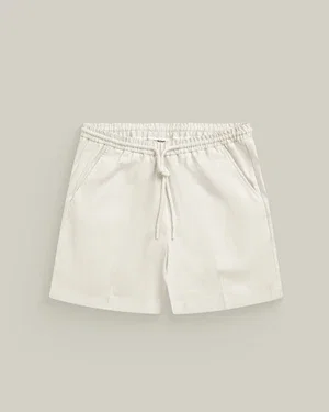 Stretch Cotton Drawstring Shorts in Off White