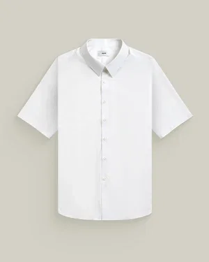 BreezeTech Short Sleeve Button-Up in Sea Salt