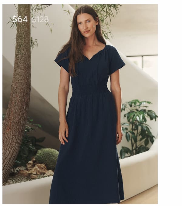 Organic Coastal Double Gauze Boho Midi Dress