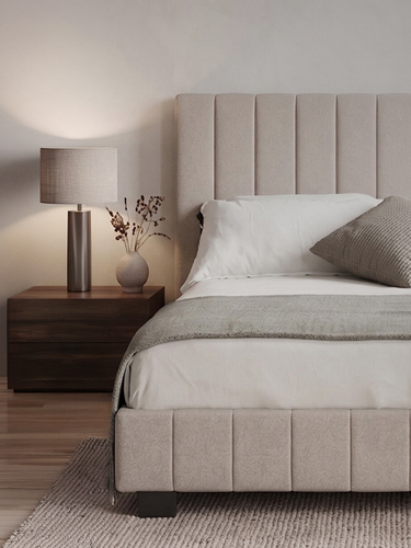 Darby Beige Fabric Ottoman Double Bed. 50% off