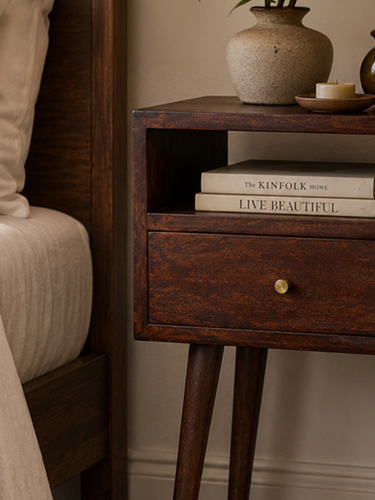 Single Drawer Single Shelf Solid Wood Mini Bedside Table. Save £56