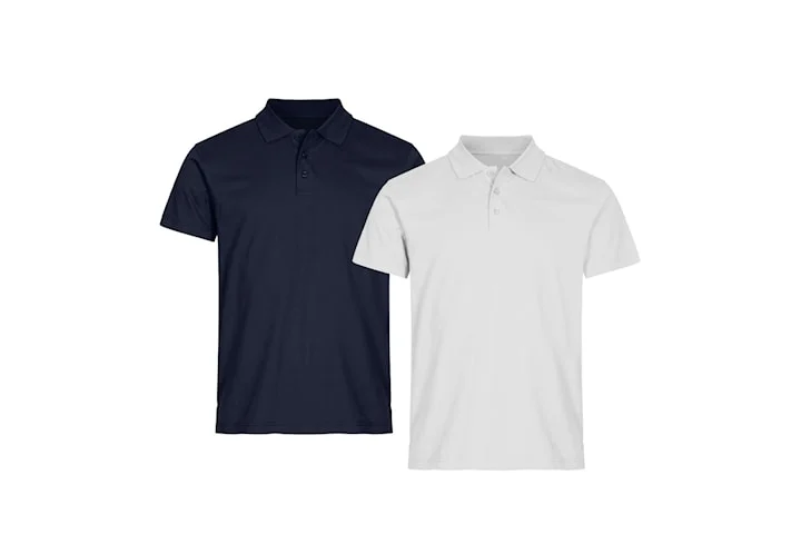 Pikétröja herr i 100% bomull, 2-pack