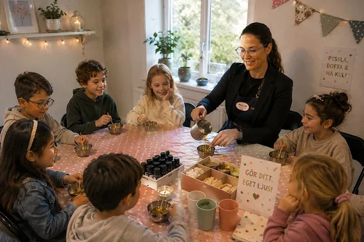 Pysselkalas med ljustillverkning för 10 barn i Vasastan